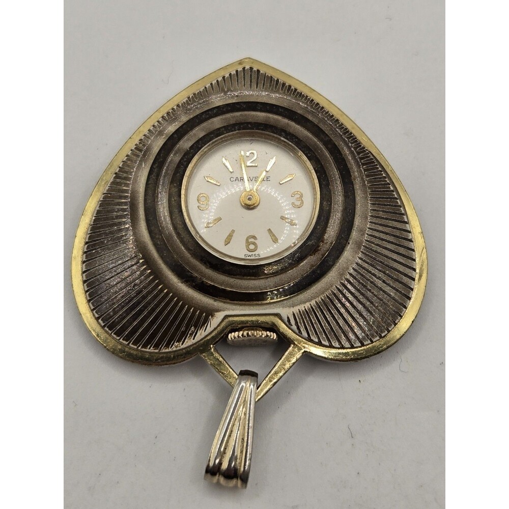 Vintage Caravelle Necklace Pendant Watch Swiss 7 Jewels. Manual Wind. Works